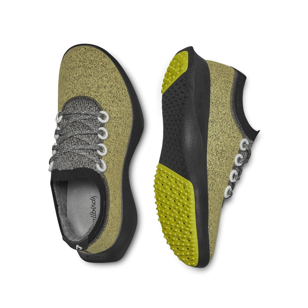 Allbirds Wool Dasher Mizzles - Chaussure Running Vert Olive/Noir Homme | AFW-64339662